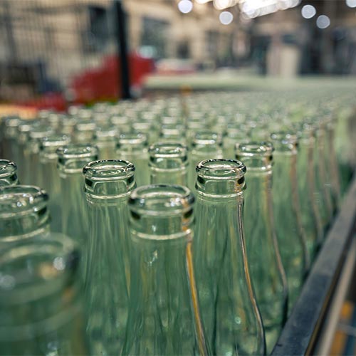 bottles on a conveyor